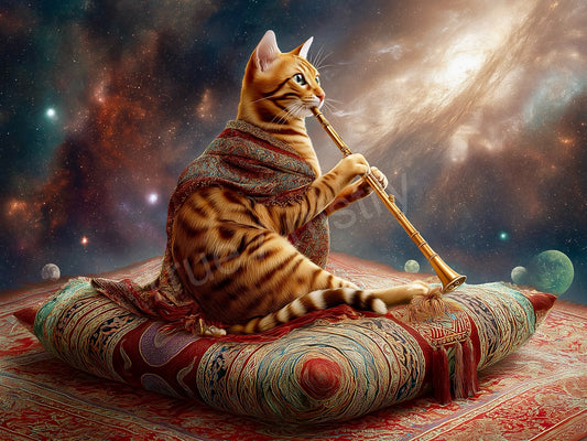 Cosmic Cat Whispers Canvas Wall Art