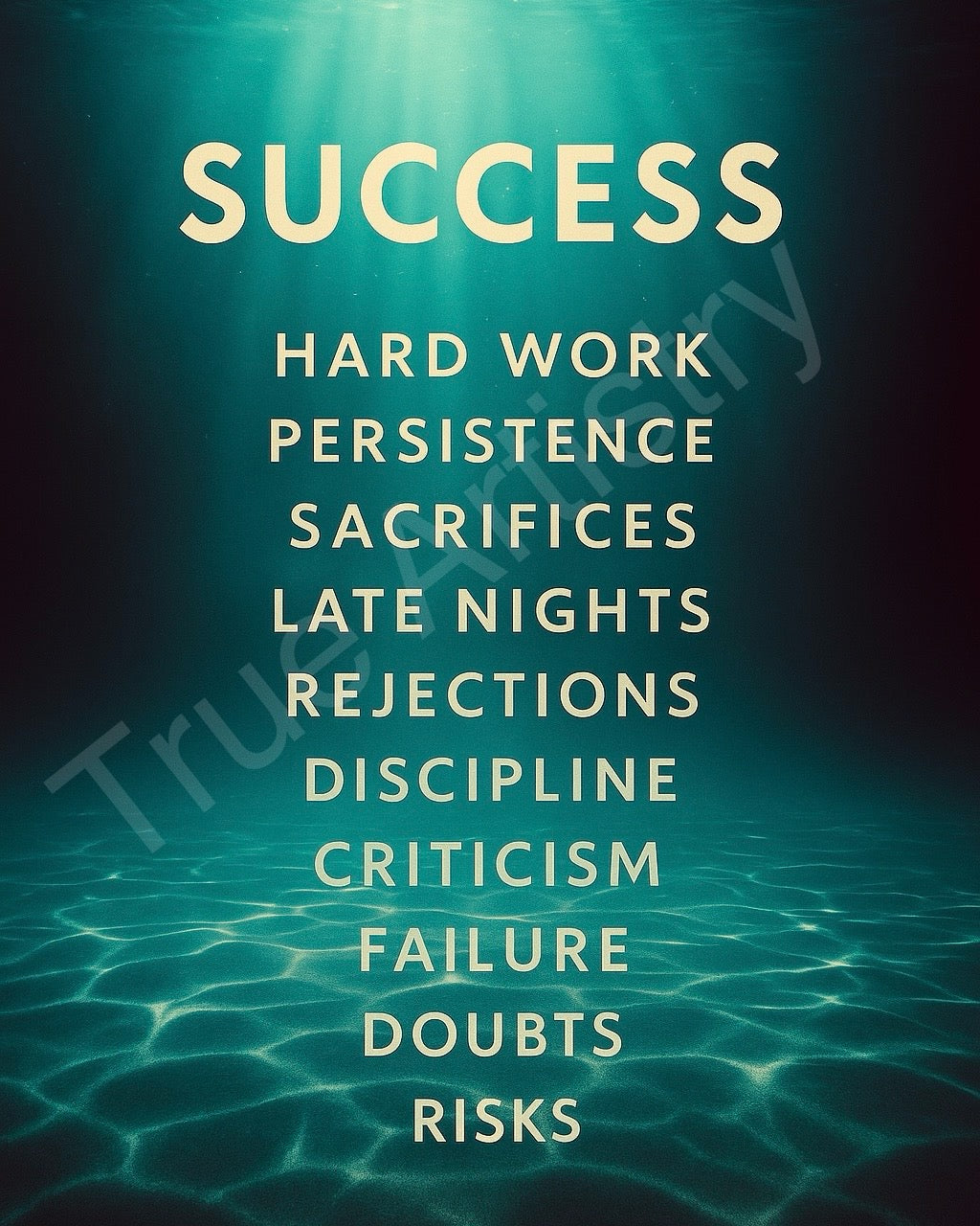 Motivational Success Poster – Hard Work, Discipline, Sacrifice