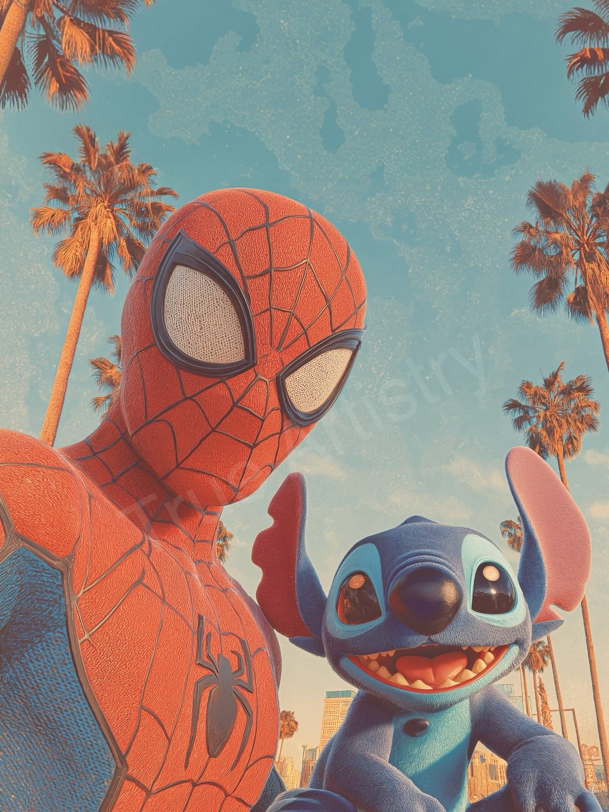 Spiderman and Stitch Selfie Poster