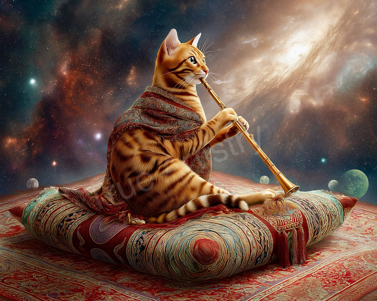 Cosmic Cat Whispers Canvas Wall Art