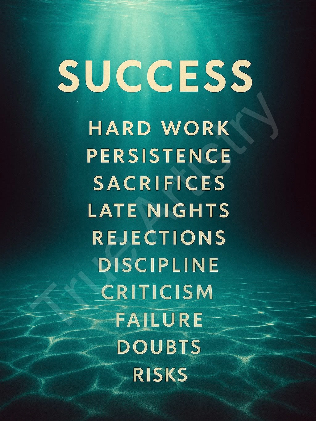 Motivational Success Poster – Hard Work, Discipline, Sacrifice